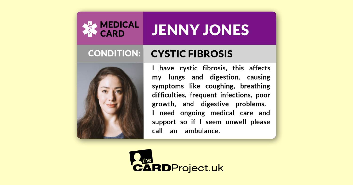 Cystic Fibrosis (CF) Awareness Photo Medical ID Alert Card  (FRONT)